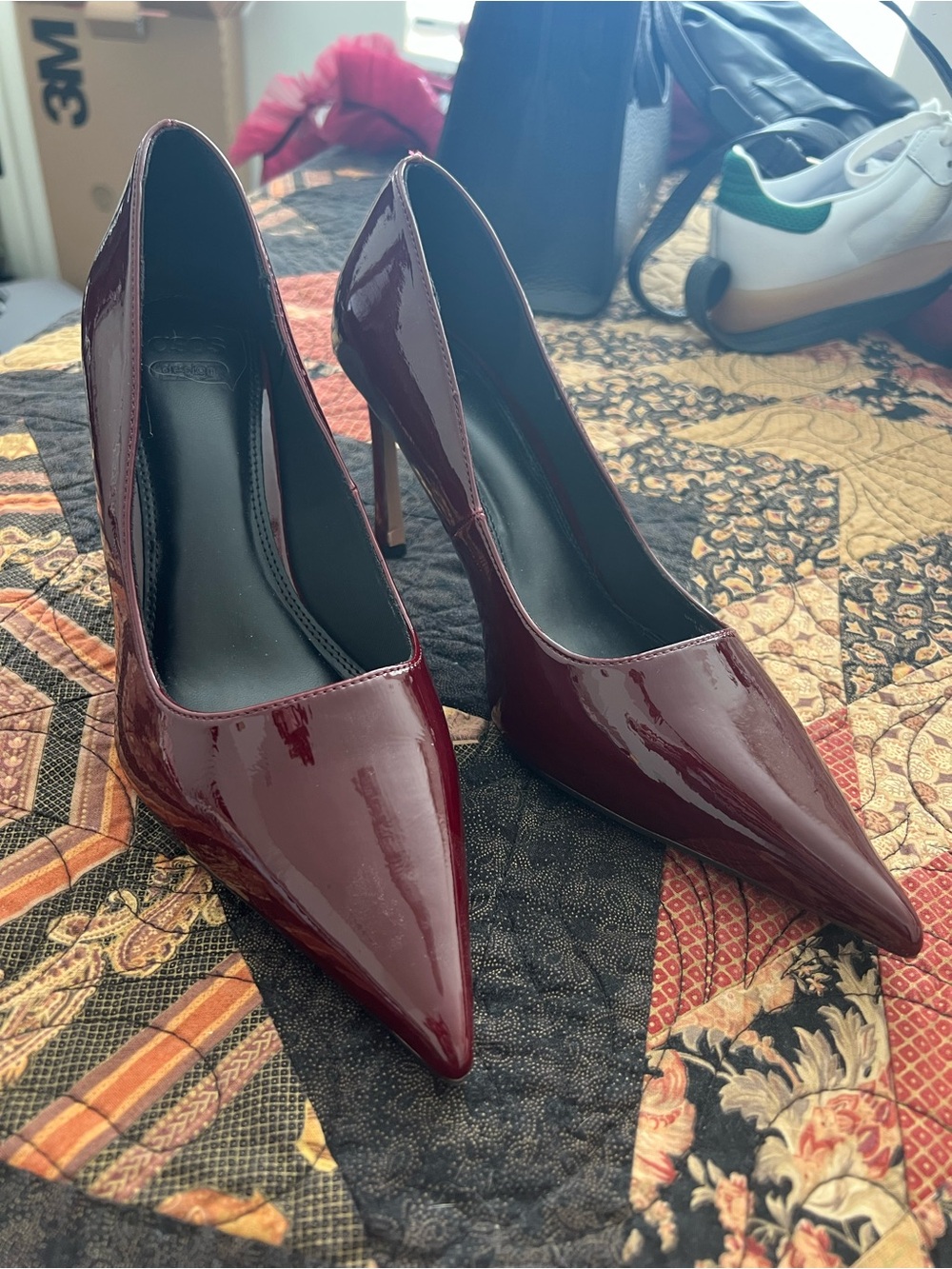 ASOS Patent Pointed-Toe Stiletto Pump - Burgundy